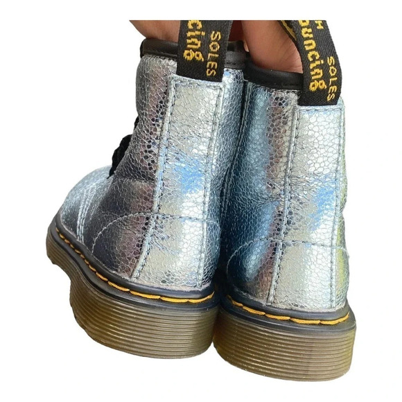 Dr. Martens Boots Girls Size 7 Euro 23, UK 6  Metallic Glitter Lace Up Side Zip - Picture 7 of 12